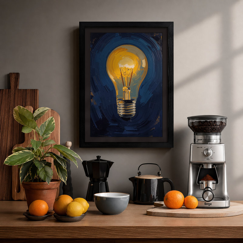 Light Bulb Energy Modern - Framed Print, A1 - 84.1 x 59.4 cm, Black