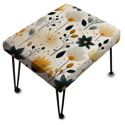 Nordic Yellow Simplicity Floral Grace - Floral Rectangle Ottoman