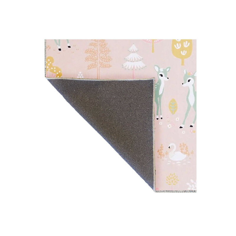 Tapis lavable moderne à motif tissé à base de gazelle et arbre, Sous-tapis rectangulaire 2 pi 6 po x 4 pi 11 po