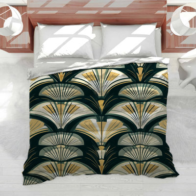 Édredon ornemental à motif de ventilateur Art Deco