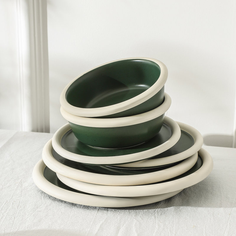 Stone Lain Capri 24-Piece Dinnerware Set Stoneware, Green