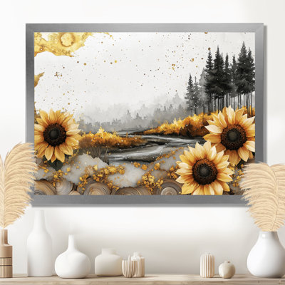«Dormendo Sunflowers Landscape Into A Crystal Winter Landscape I» - Art mural