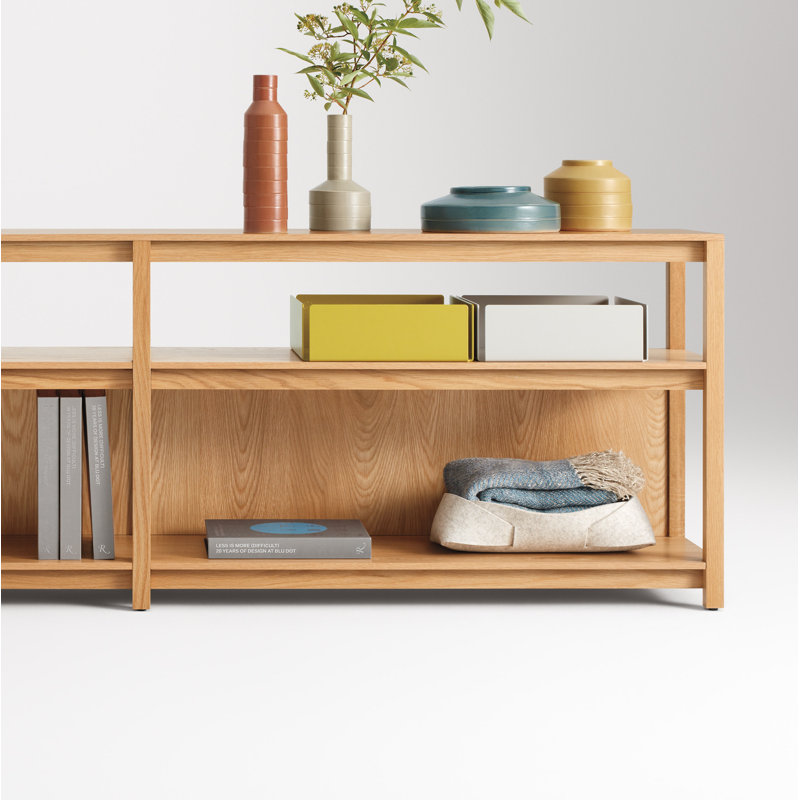 Open Plan Etagere Storage Bookcase, (2 Shelves) 26" H x 80" W x 13" D, White Oak