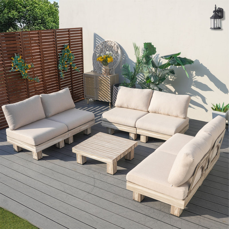Ensemble de conversation pour 6 personnes avec coussins