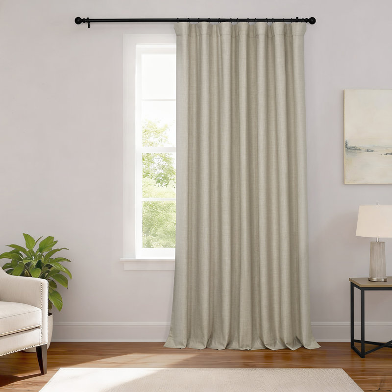 Dondie Extra Wide Performance Polyester Hotel Blackout Curtains - Single Panel Drapes, 100" W x 84" L, Light Beige