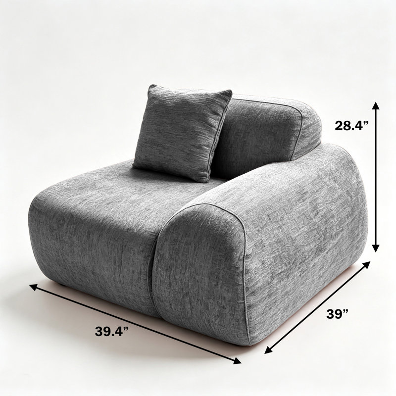 Canapé d'angle modulaire en chenille de 74 cm, Gray