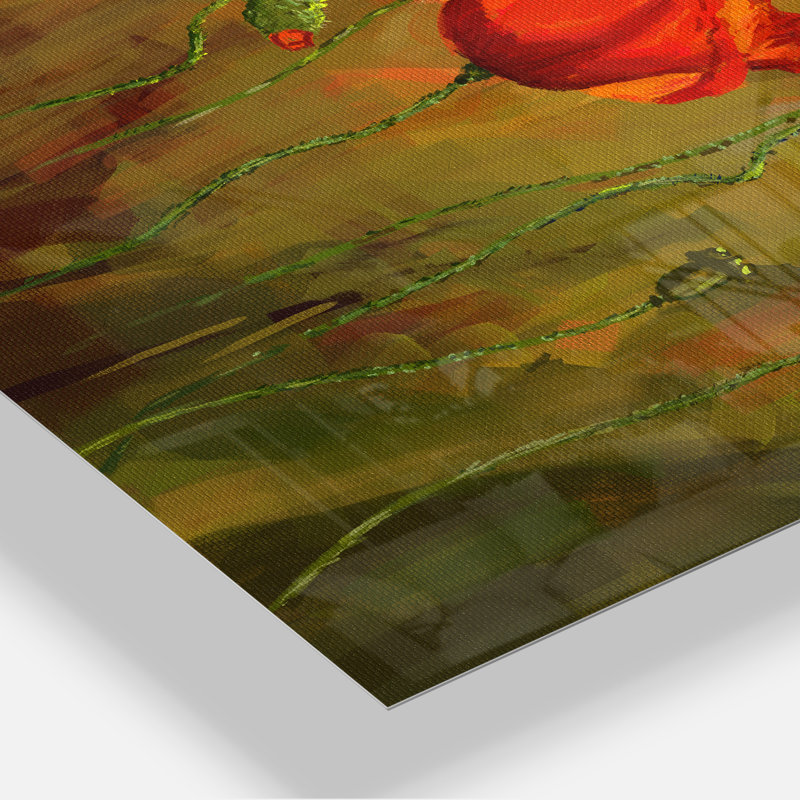 «Poppy Flowers», peinture, Métal, H 44 po x l 34 po x P 1,5 po
