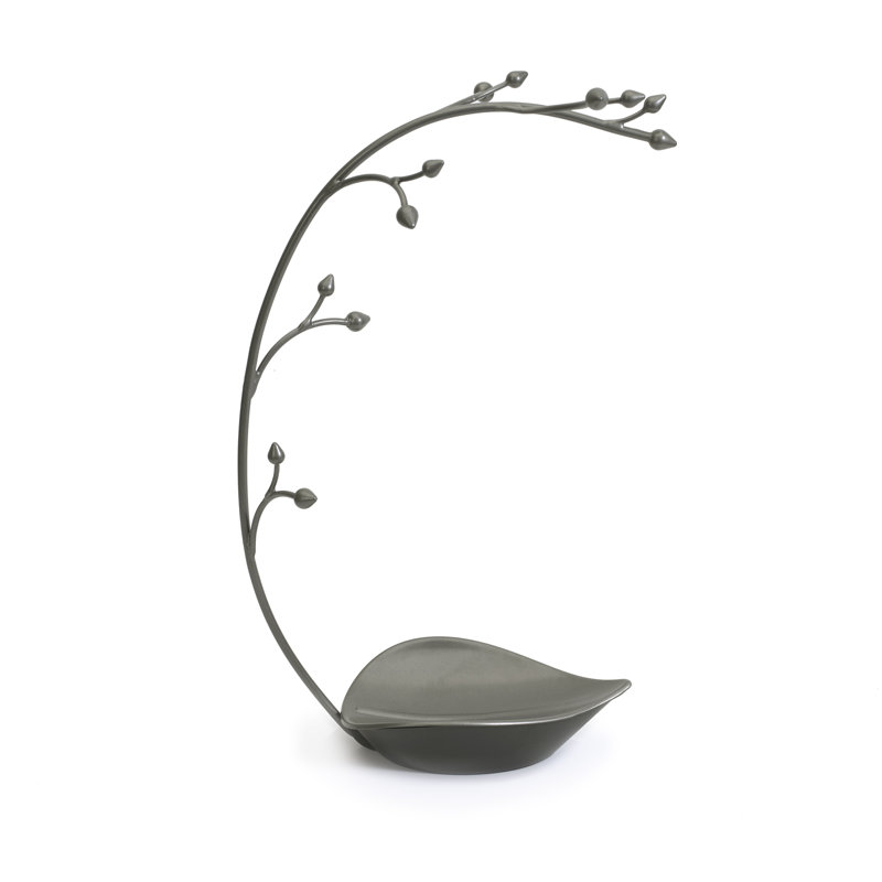 Gun Metal Orchid Jewelry Stand with Leaf Dish