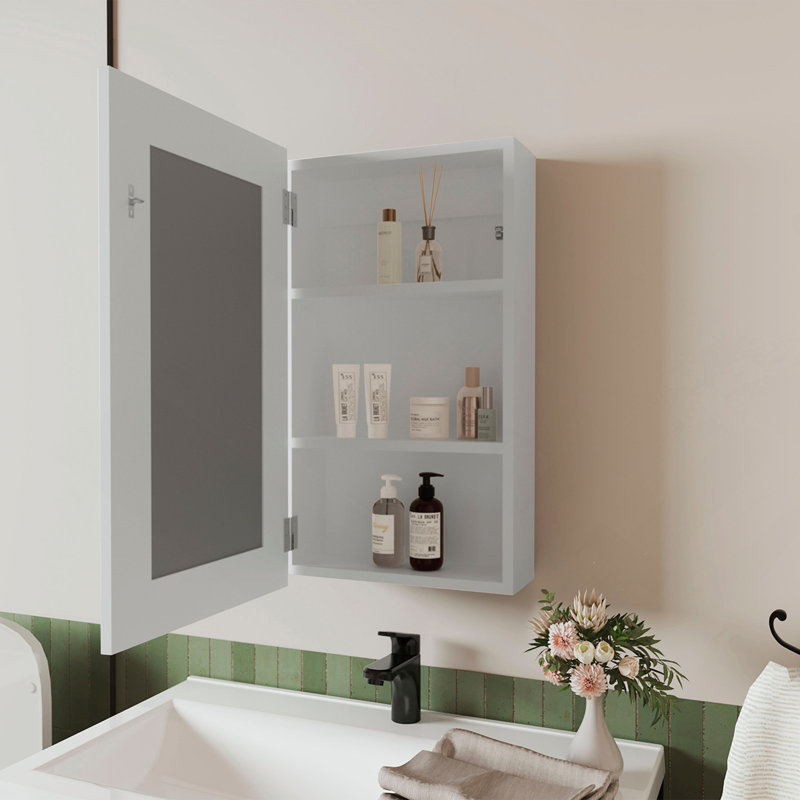 Pharmacie avec miroir inclus Parks, blanc, Blanc