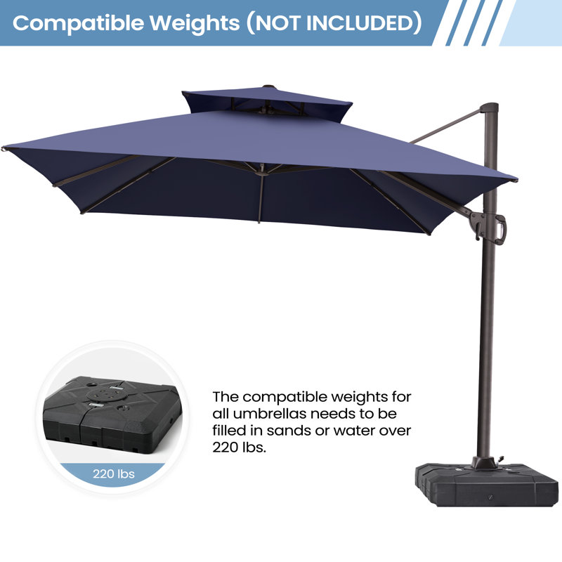 Parasol en porte-à-faux 11 pi x 9 pi Cowie sans base lestée Cowie, Navy Blue