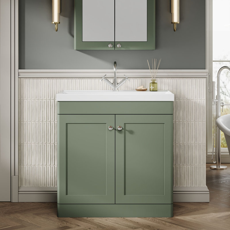 Classique Bathroom Vanity, Satin Green, 81 cm W