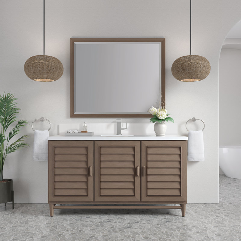 Meuble-lavabo simple l 60 po Broeder, Blanc Zeus, Trou unique