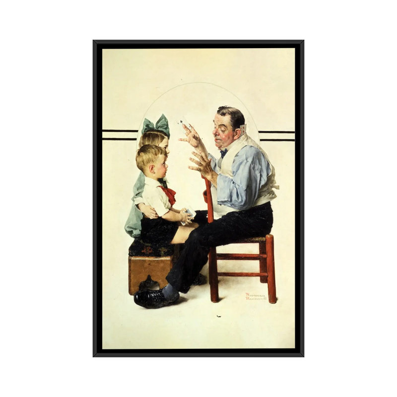 Magician With Two Children by Norman Rockwell - Gallery-Wrapped Canvas Giclée on Canvas, Black