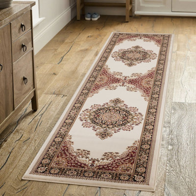 Classic Ornate Luxury Multi Medallion Machine - Made Polypropylene Runner Rug, 2 Ft. 7 In. X 9 10 In., Approximate Sized Rug Traditional Mild Cleaner Suitable