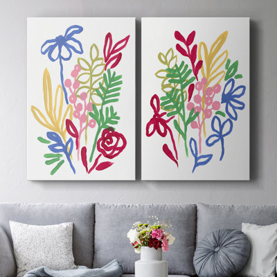 Bold Brushstroke Blooms I-Premium Gallery Wrapped Canvas -Ready to Hang