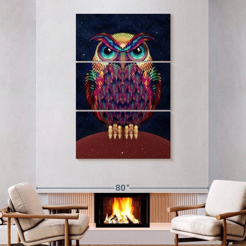 Brampt Colorful Midnight Owl, 74" H x 48" W