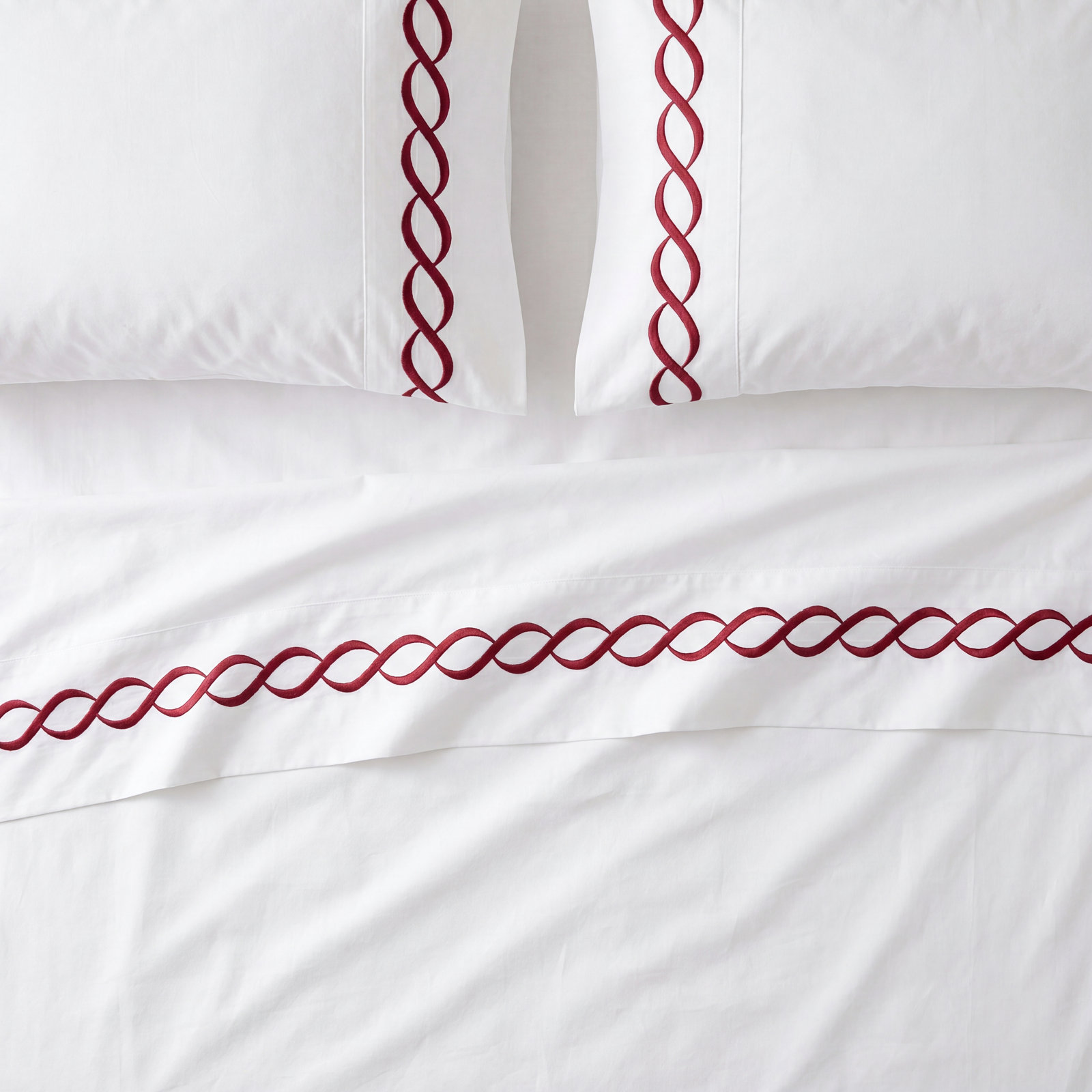 Calissa Cotton Pillowcase, Standard Pillowcase, White/Gray
