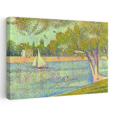 Banks Of Seine Classic Traditional Abstract Beach City Wall Art Print by Georges Seurat - 1 Piece Wrapped Canvas Wall Art