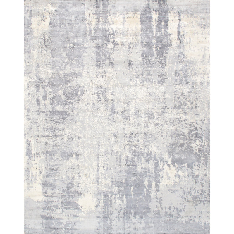 Handmade Hand-Loomed Gray/Ivory Area Rug, Rectangle 10' x 14'