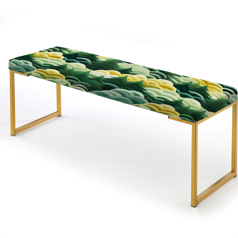 Motif de forêt vert et jaune - banc rembourré botanique doré