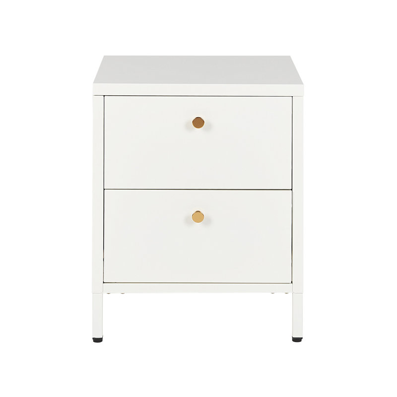 Capsicum 43cm W Steel Bedside Table, White