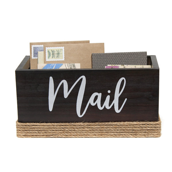 MyGift Vintage White Wood Desktop Mail Organizer Holder Letter Sorter, Office Desk Stationery Organization Caddy with 4 Compartments
