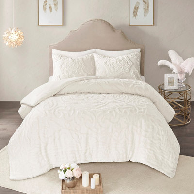 King/ King Bedding With 3 Cotton Chenille Medallion In All Seasons Comforter For Season Regularity