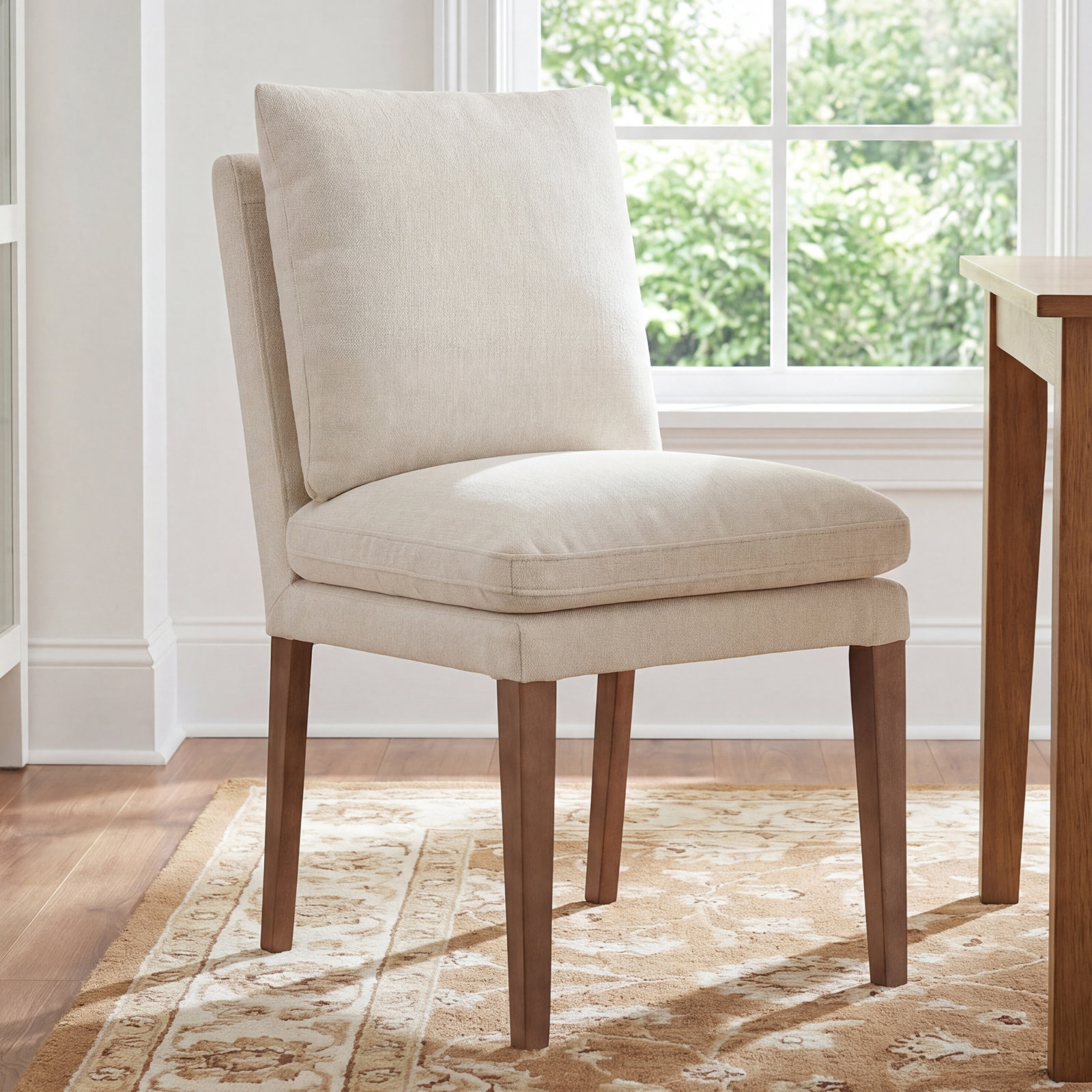 Brinley Pine Dining Chair, Milo Linen Chenille