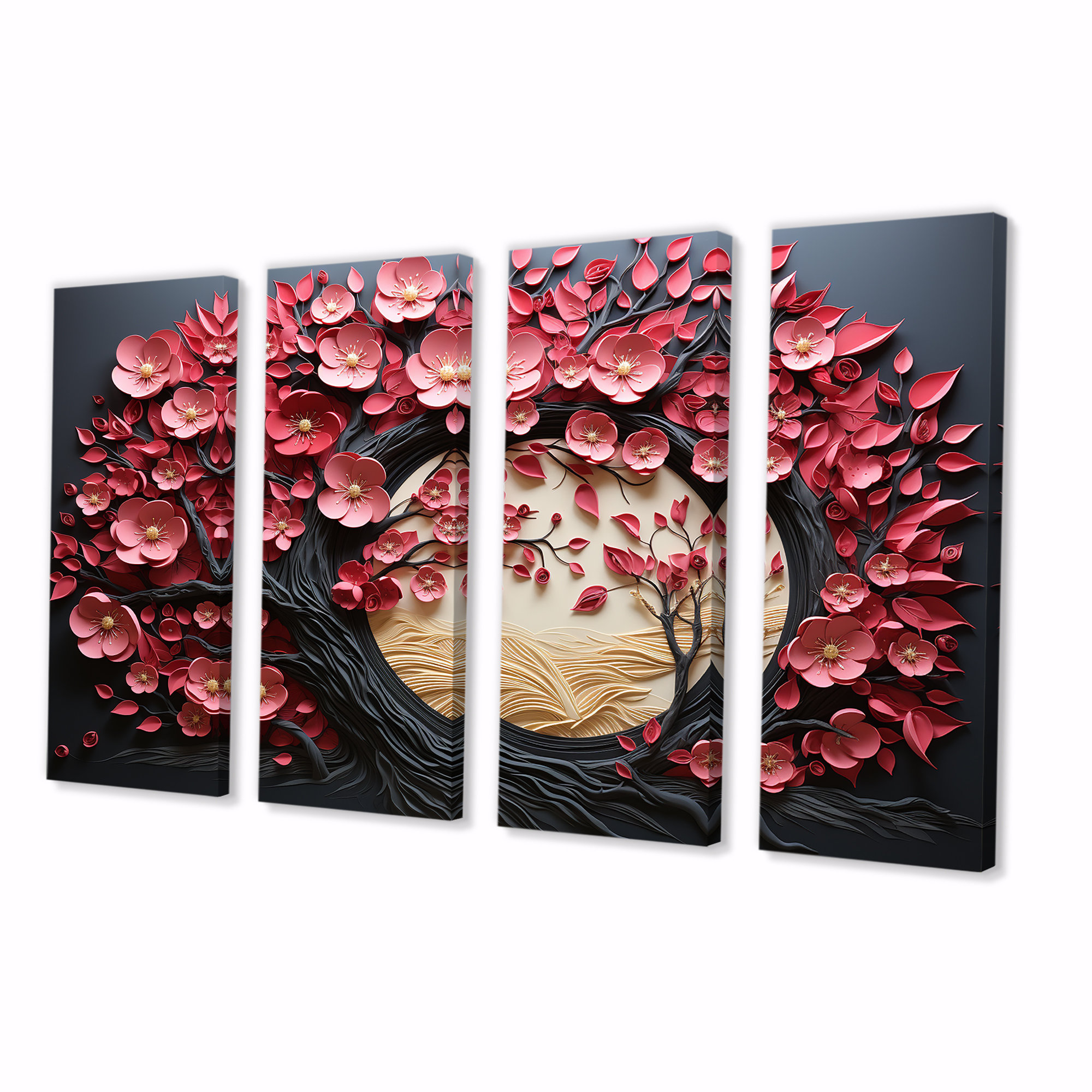 Lark Manor™ Elegant Pink And White Orchid Floral Tree I - Tree 4 Piece ...