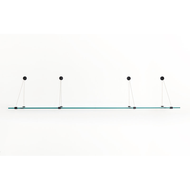 Metal and Glass Rectangle Bracket Shelf, Black
