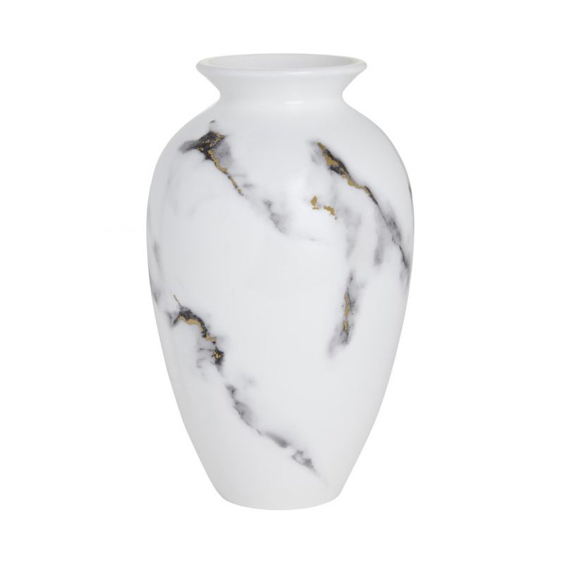 Bone China Table Vase, White, 9.5" H x 7" W x 7" D