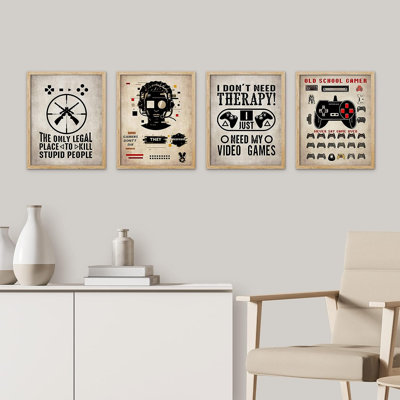 Affiche rétro de jeu vidéo, impression de 4 pièces