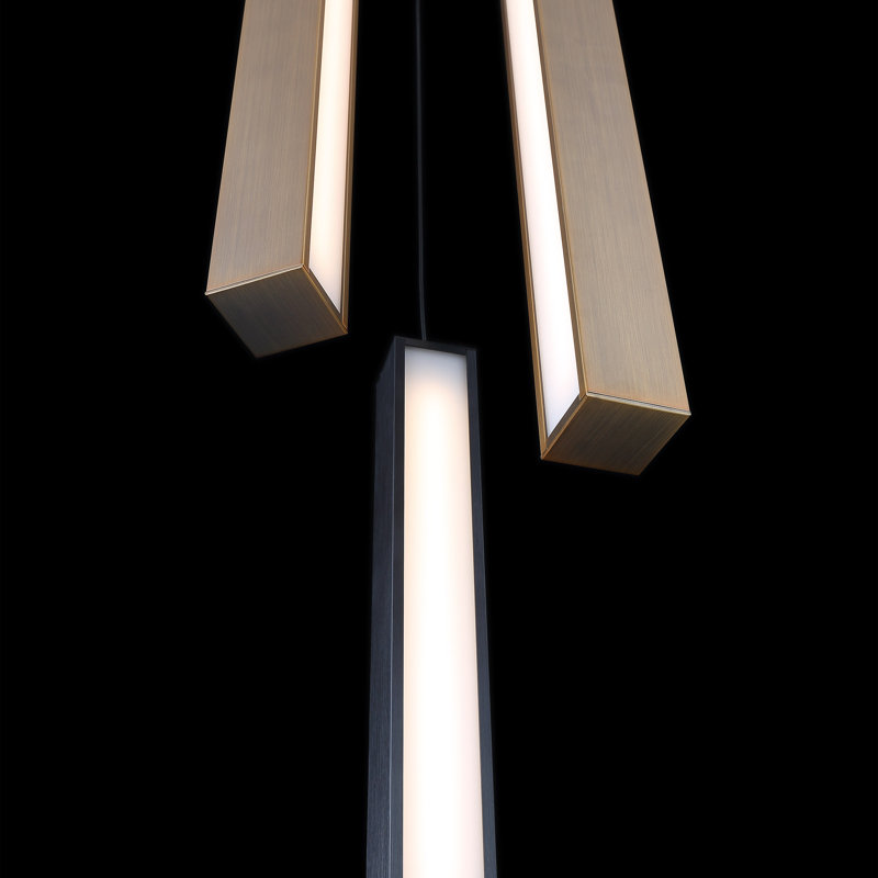 Aged Bronze & Black Aluminum LED Cluster Pendant - Modern Indoor/Outdoor Lighting