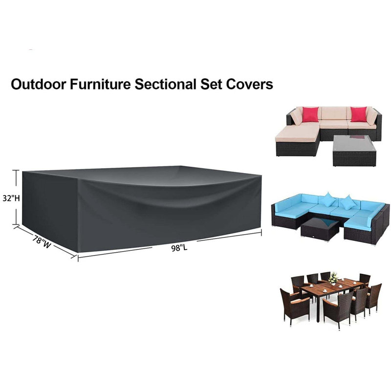 Water Resistant Patio Sectional Cover For Outdoor Furniture, 32" H x 78" W x 98" D