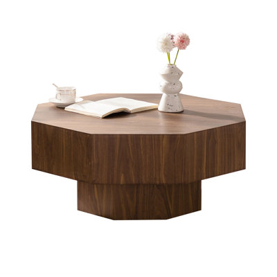 30.54 Inch Octagonal Coffee Table For Bedroom, Modern Design, Lacquered Surface Round With Open Storage, Suitable Bedroom And Study