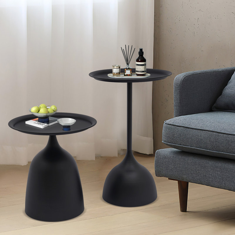 Ensemble de tables d'appoint rondes, Noir, noir, noir, noir