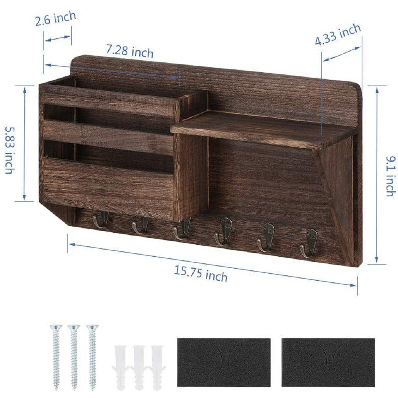 Fredericka Solid + Manufactured Wood Wall Organizer, Brown