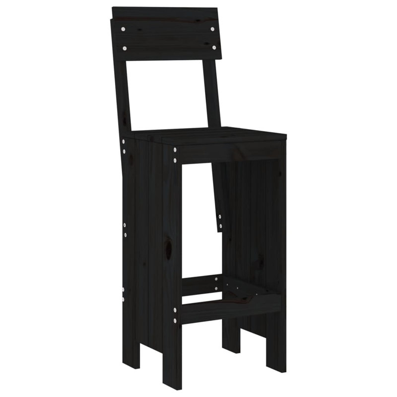 Auniya Brayden Studio Bar Set with Wood Frame and Solid Wood Outer Material, Black
