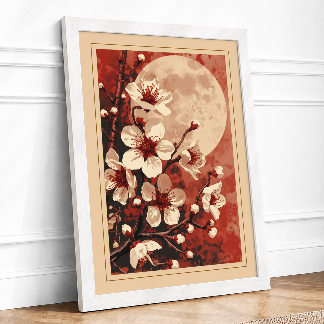 Moonlit Cherry Blossom Japandi - Framed Print
