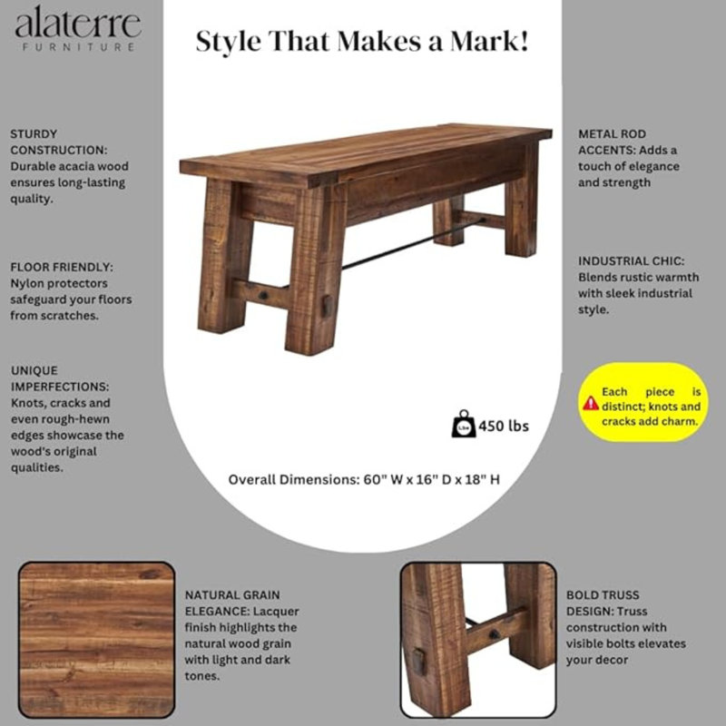 Daryl Durango Solid Wood Entryway Bench