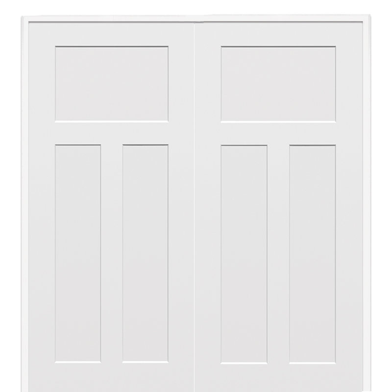 Portes françaises à panneau massif en bois manufacturé Craftsman, 72 po x 80 po