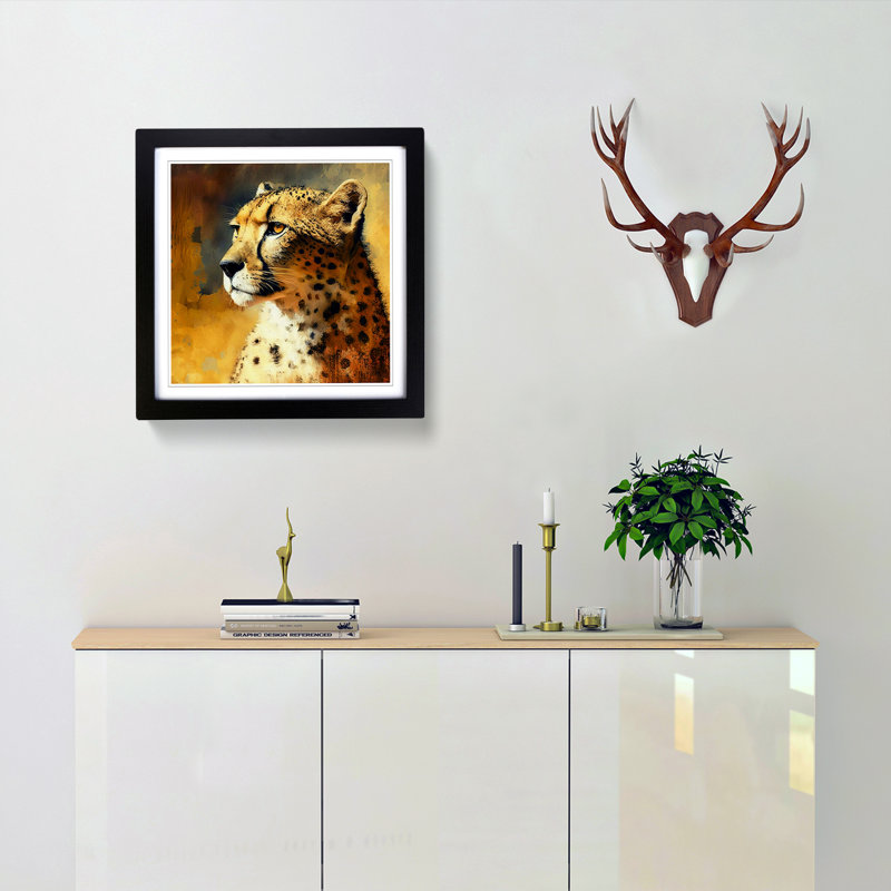 Cheetah Post-Impressionism - Framed Print, Black