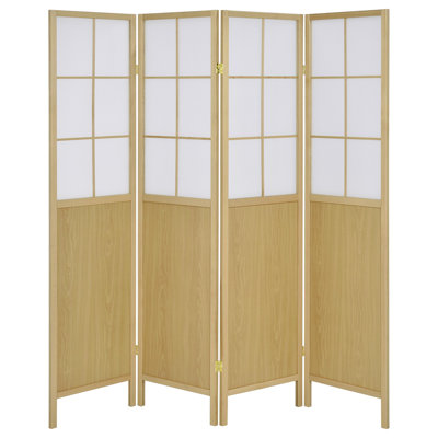 Gabby Natural 4-Panel Room Divider Folding Shoji Screen by Beeleohome