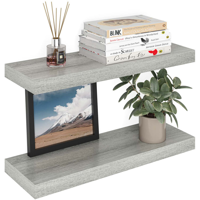 Miami Floating Shelves Set with Invisible Wall Mount Brackets, Gray Oak