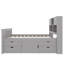 Lit plateforme simple gris avec rangement pour bibliothèque et 4 tiroirs-871458909
