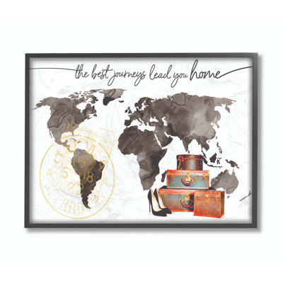 " World Map The Best Journeys Lead You Home Fashion Shoes And Luggage Illustration " by Amanda Greenwood