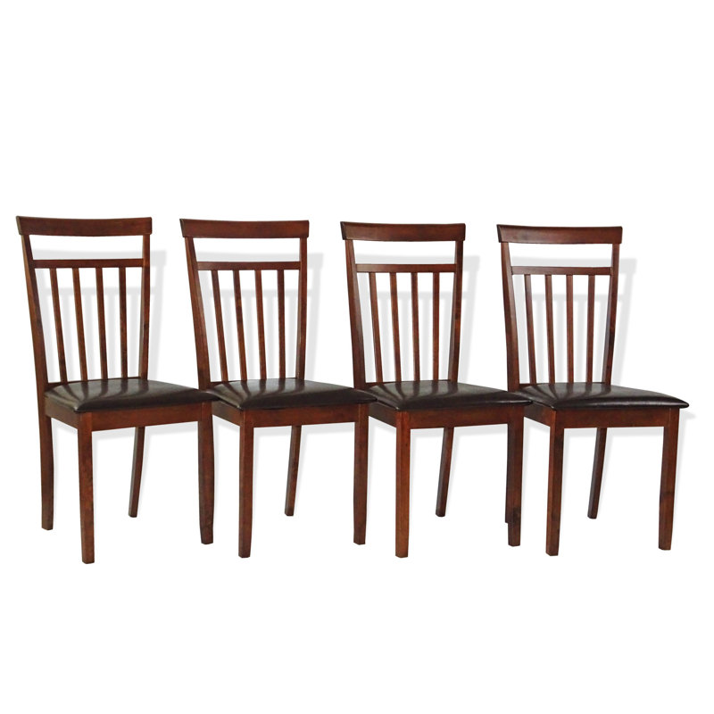 18'' H Faux Leather Upholstered Side Chair, Black, Medium Brown
