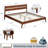 2-Pcs Bedroom Set – Solid Wood Platform Bed Frame & Matching Nightstand, Mid-Century Modern Scandinavian, 800 lbs Capacity, No Box Spring Needed-889326345-889326346