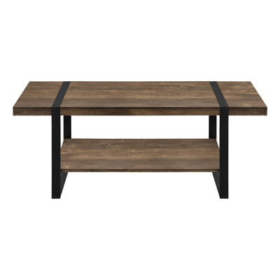 Coffee Table, Accent, Cocktail, Rectangular, Living Room, 48"L, Brown Laminate Metal, Contemporary, Modern