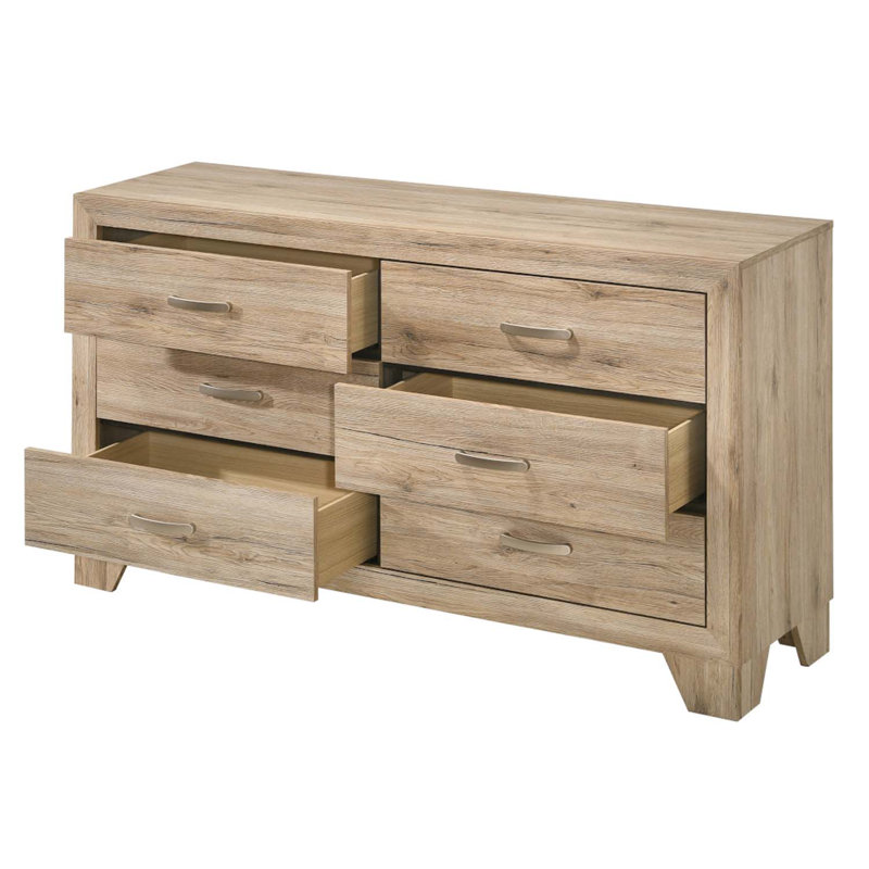 Commode 6 tiroirs Miquell, finition naturelle